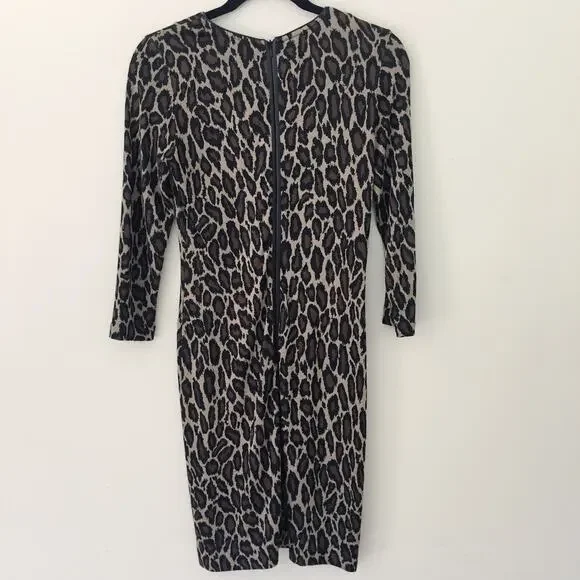 Sara Campbell Leopard Print Bodycon Dress Women's Size XS Black Brown - Picture 4 of 8